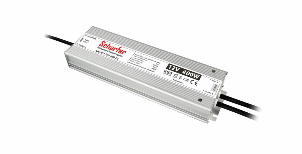 Zasilacz hermetyczny 400W 12V IP67 33,3A uniwersalny SCH-400-12 SCHARFER