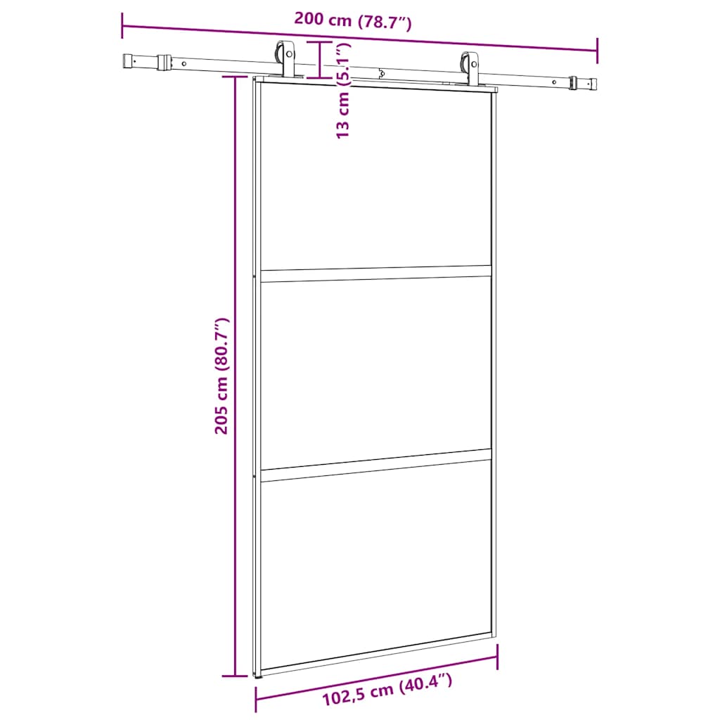 Puerta corredera herrajes negro 102,5x205 cm vidrio templado vidaXL - 3