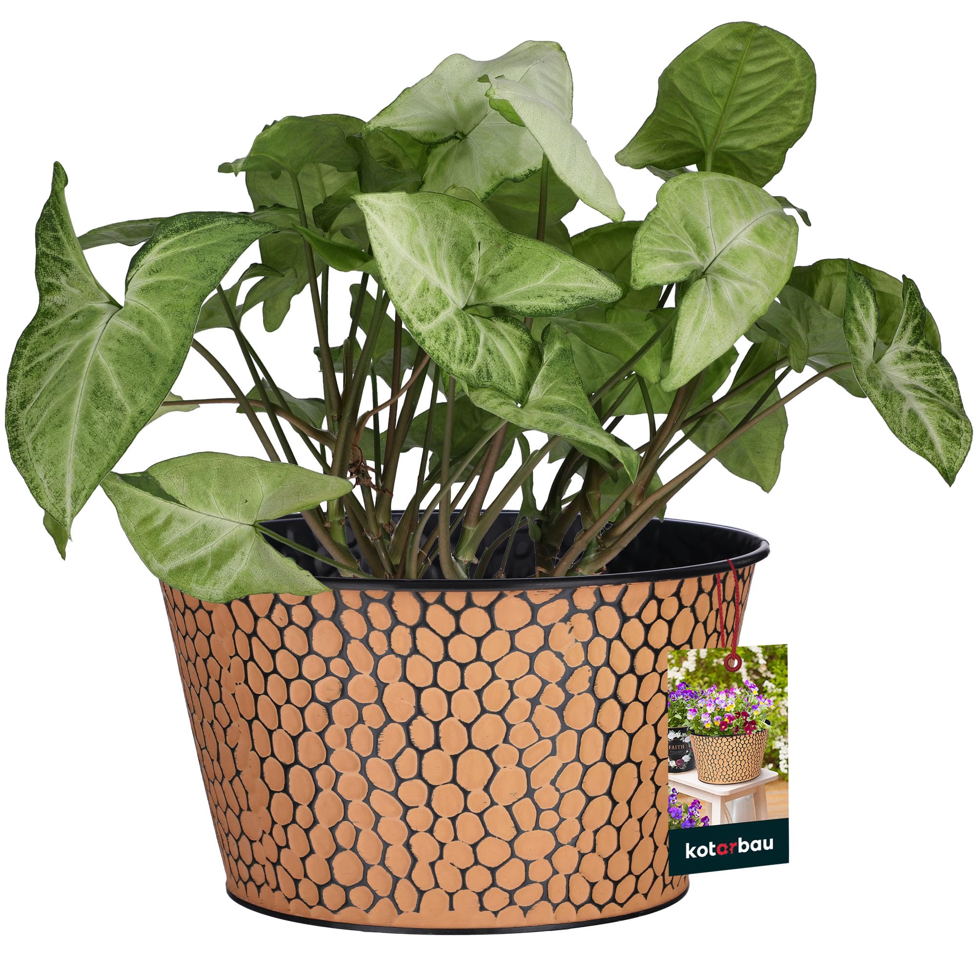 Doniczka donica stalowa osłonka okrągła na kwiaty rośliny zioła kuchni domu - KOTARBAU