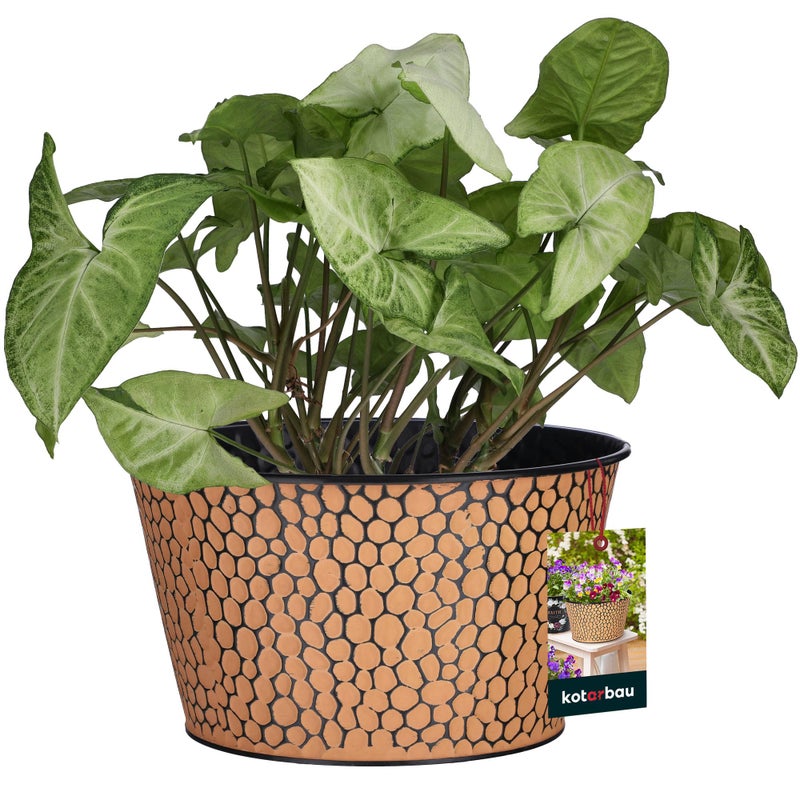 Doniczka donica stalowa osłonka okrągła na kwiaty rośliny zioła kuchni domu - KOTARBAU