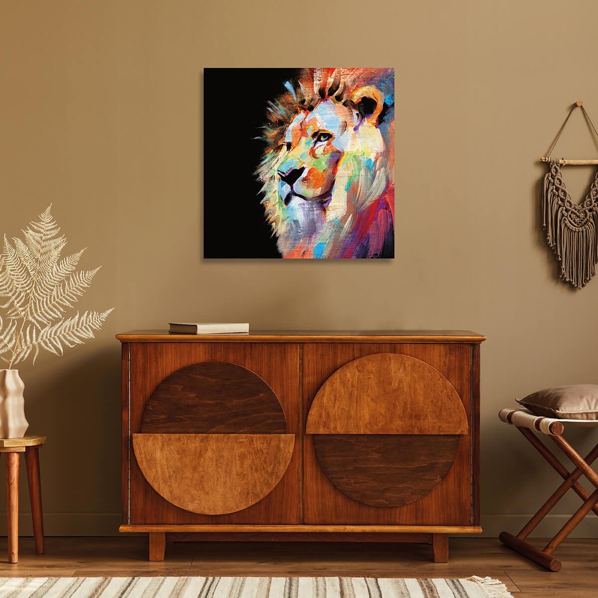 Tableau sur toile lion coloré 45x45 cm - 2