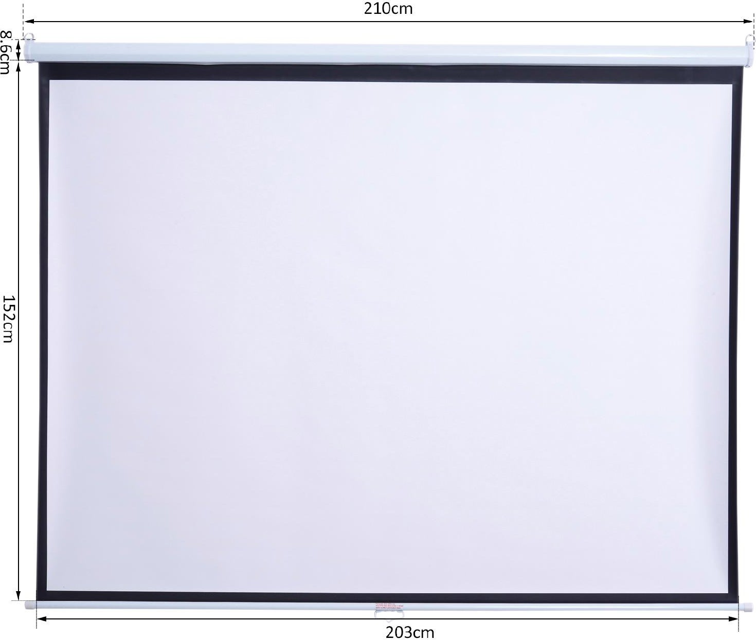 HOMCOM Schermo Proiezione 100 Pollici 4:3 - Per Proiettore, Con Cornice In Metallo E Altezza Regolabile