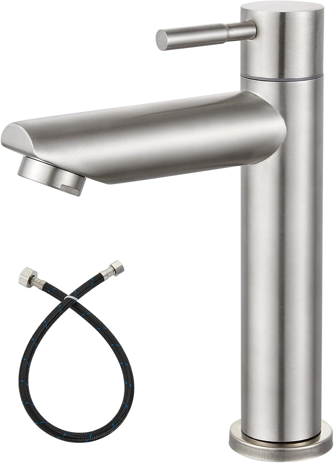 Robinet De Salle De Bain Eau Froide Uniquement - Nickel Brossé, Acier Inox SUS304, Montage Sur Plan