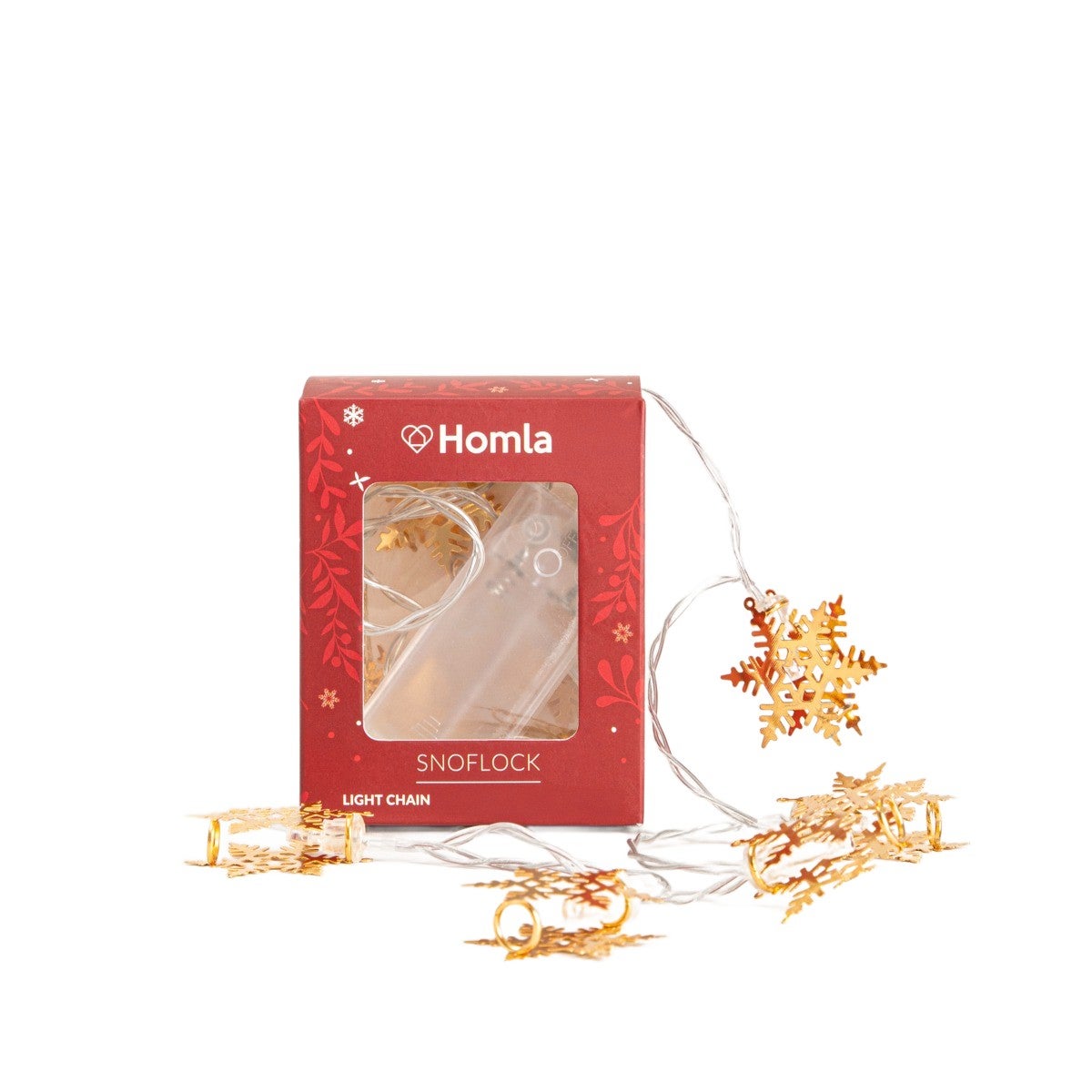Lampki SNOFLOCK złote śnieżynki 40 cm HOMLA