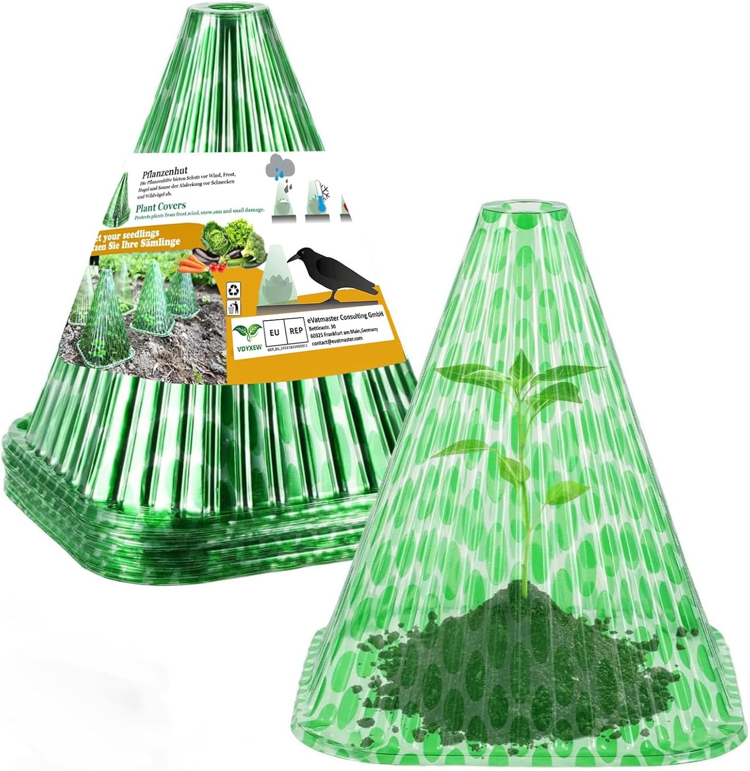 20 dzwonów ogrodowych wielokrotnego użytku do ochrony przed słońcem, mrozem, ślimakami itp. (22 x 19,5 cm)