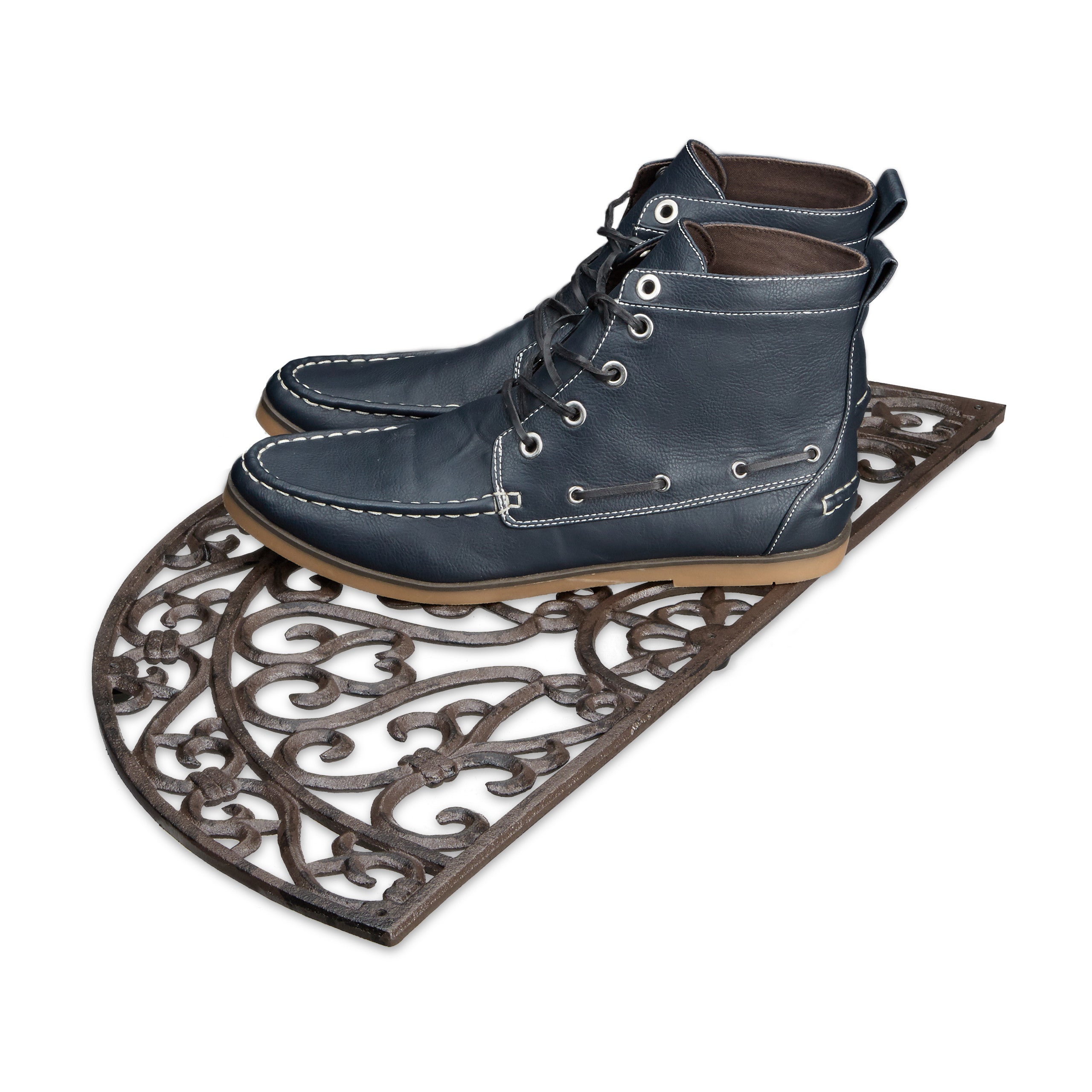 Relaxdays felpudo semicircular para la entrada, 2 x 60 x 31 cm, hierro fundido con patas de goma, antideslizante, bronce