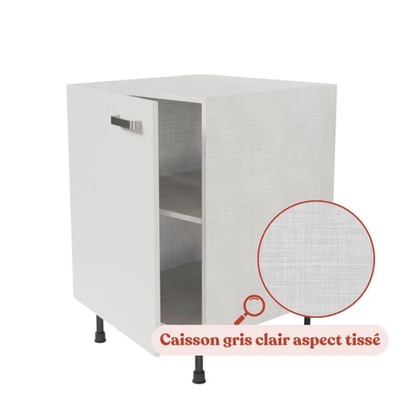 Meuble de cuisine bas - 60 cm - Blanc - 4