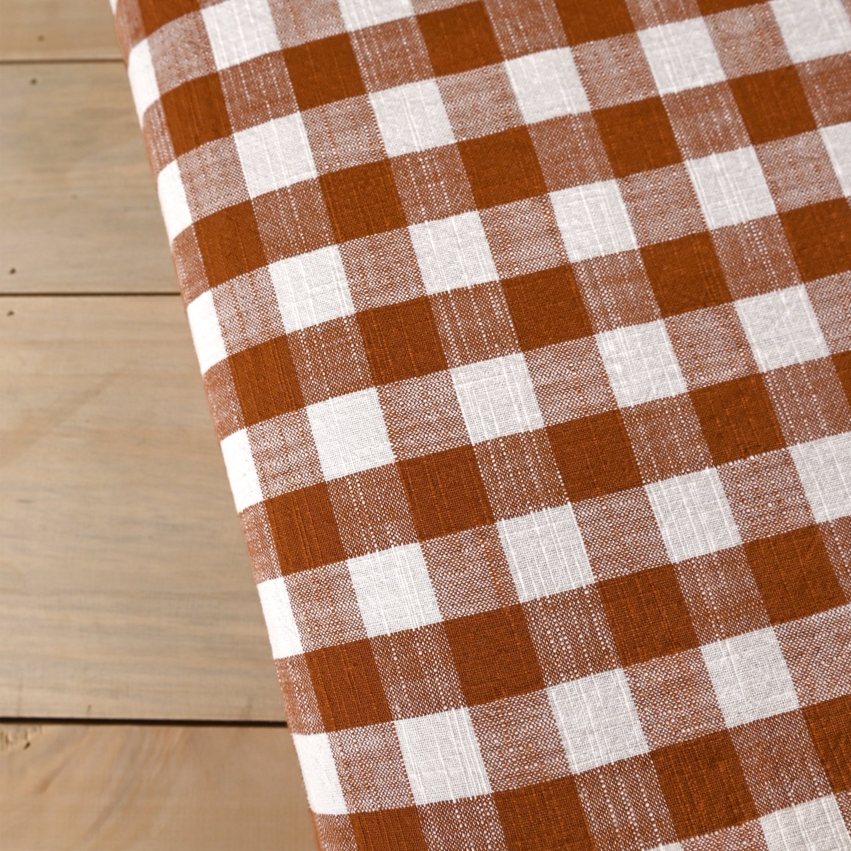 Édredon réversible coton flammé motifs rayures et vichy LOURMARIN - Terracotta - 70x200 cm - Coton - 5
