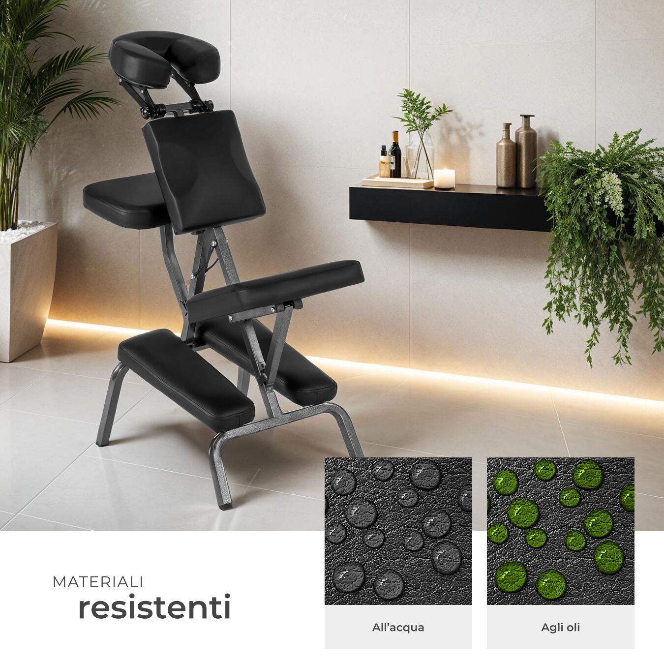 Chaise de massage en acier et cuir synthétique pliable avec sac de transport inclus TECTAKE - 8