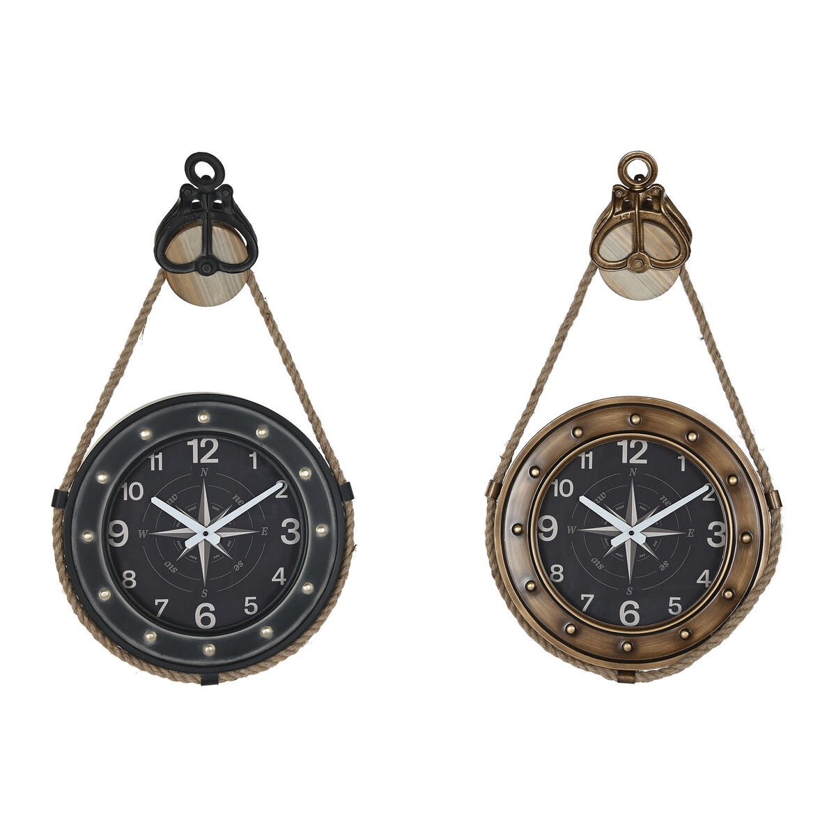 Reloj de pared dkd home decor 43 x 8 x 71 cm cristal negro dorado hierro (2 unidades)