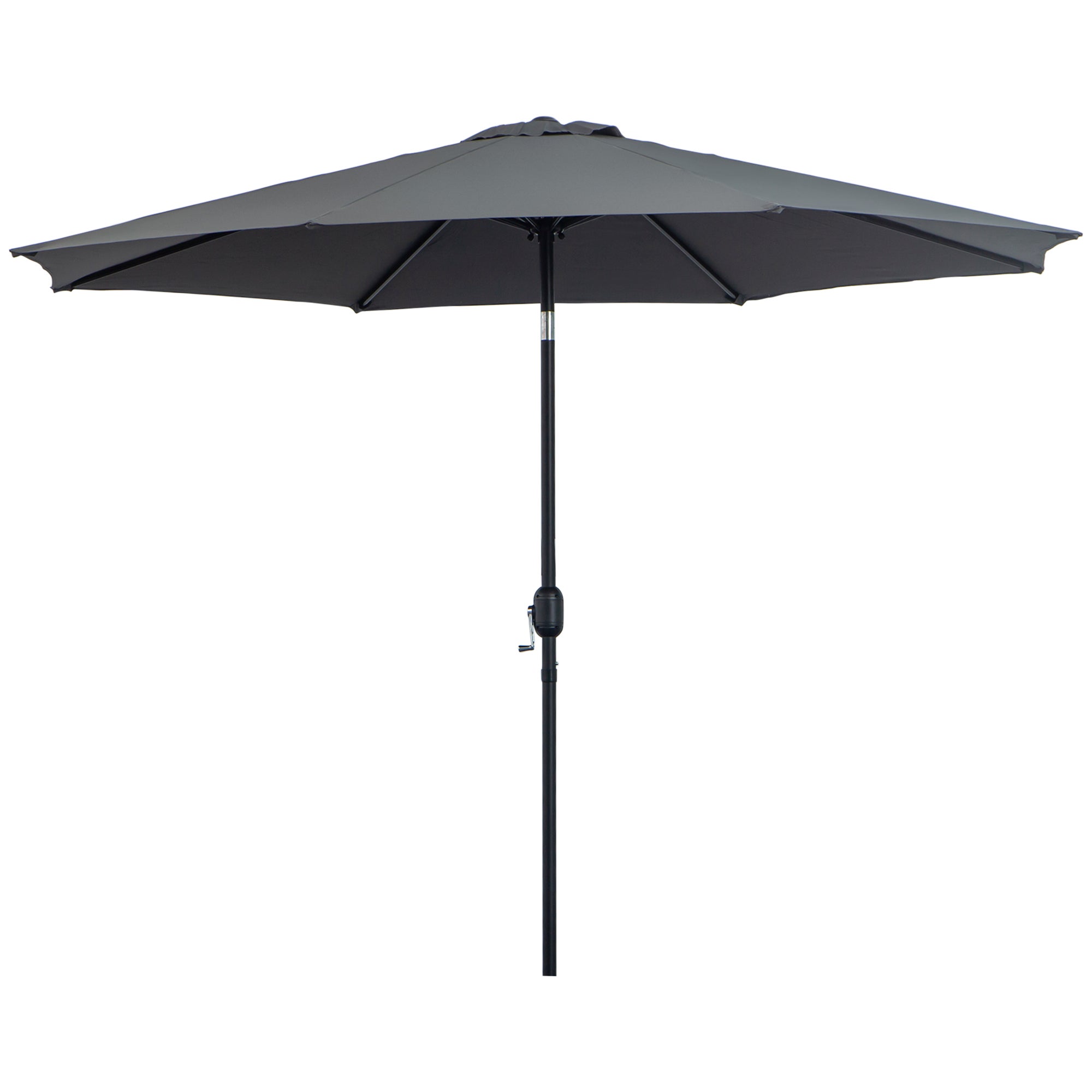 Parasol jardin Ø295x250 cm manivelle basculante, poteau métal amovible, gris foncé - 2