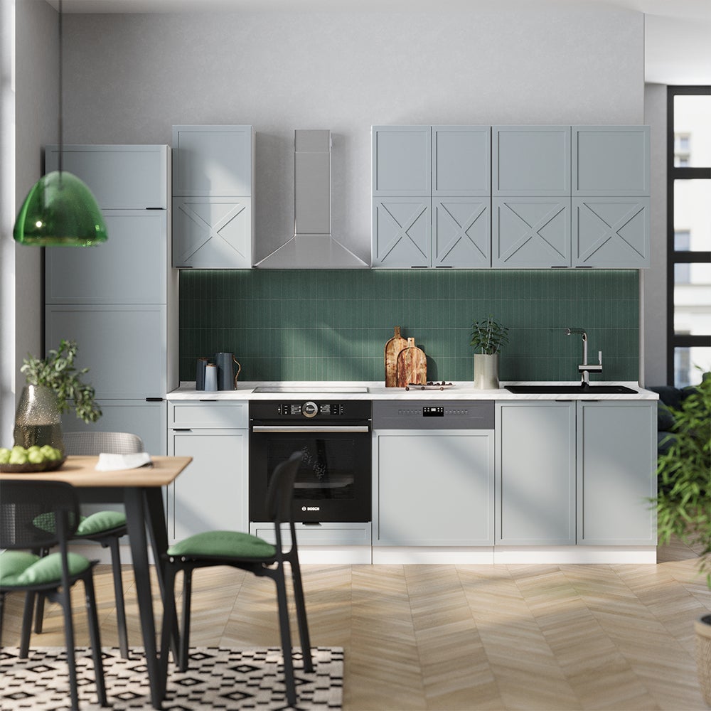 Vicco Cuisine Fame-Line, Bleu clair-gris/blanc, 300cm sans PT - 6