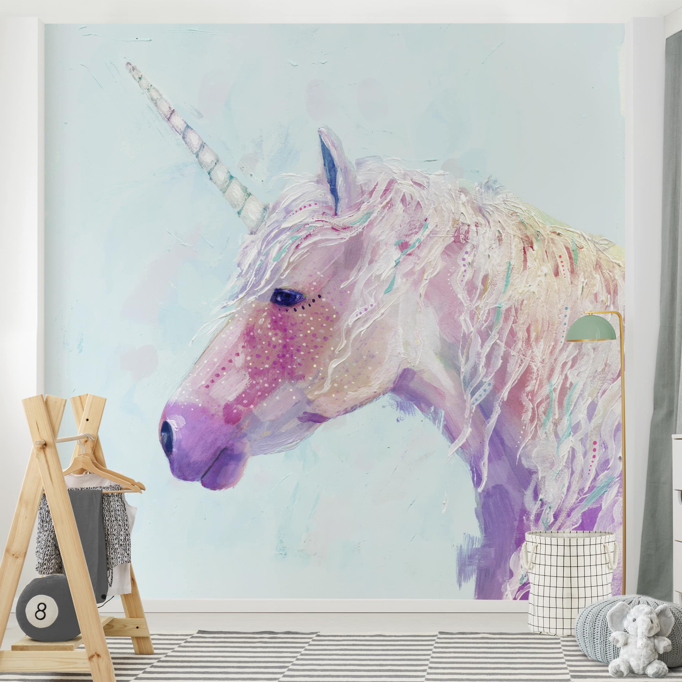 Papel pintado fotomural arte animales unicornio 167 - habitación infantil habitación niña - tnt 192 x 192 cm adhesivo