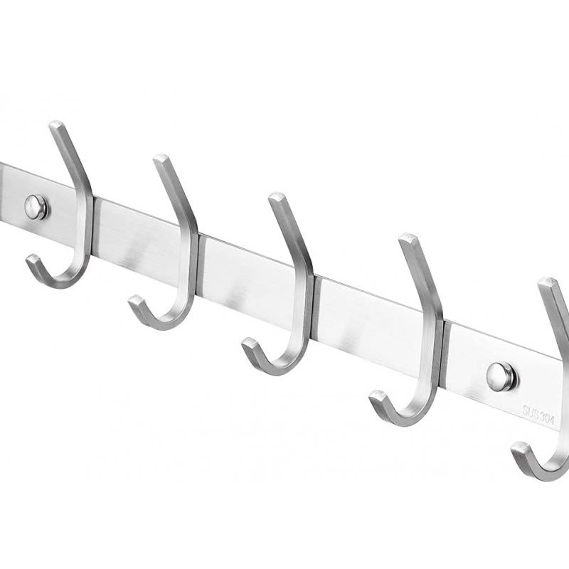 Wieszak ścienny na ubrania z 6 haczykami, wieszak ścienny ze stali nierdzewnej SUS304, szczotkowany wieszak łazienkowy, AH203H6-2