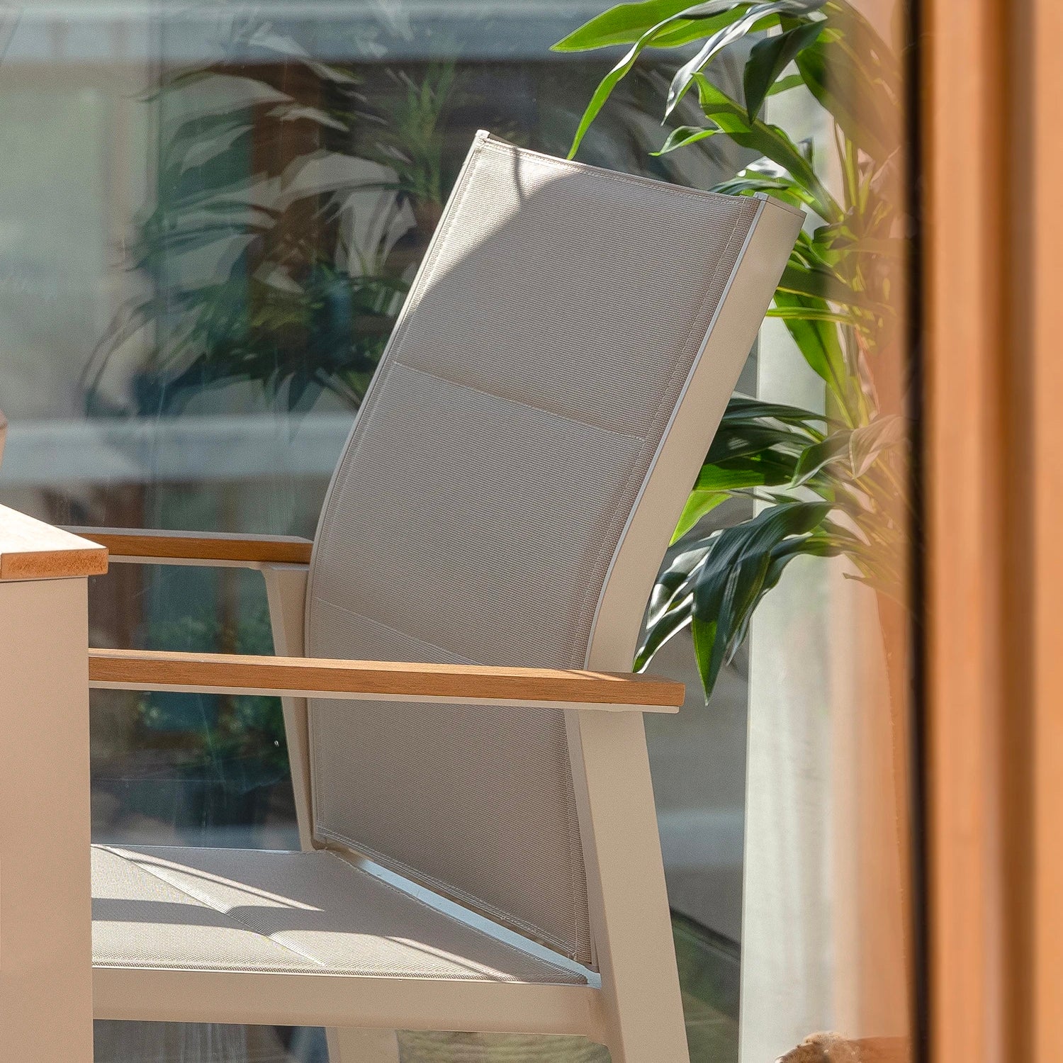 Mesa de comedor balcon 130x70 aluminio y polywood beige - Osaka - 6