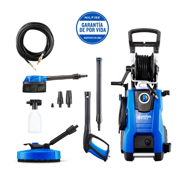 Nilfisk E 145.4-9 PAD X-TRA Nettoyeur Haute Pression – 145 bar, 2100 W – Avec Nettoyeur de Terrasse, Brosse de Lavage et Debouche Canalisations