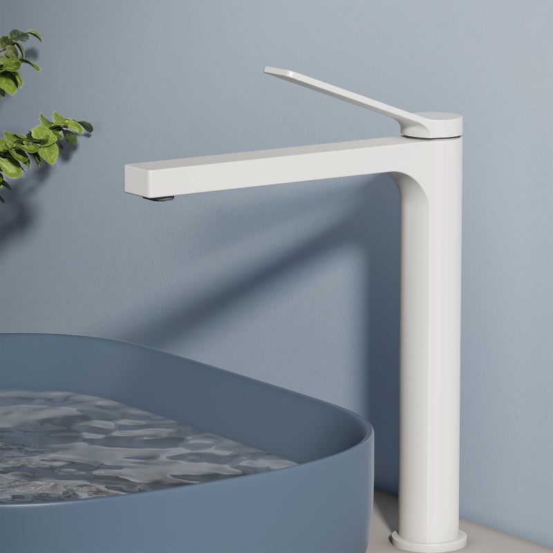 EMKE Bateria umywalkowa wysoka biały matowy 33.5 cm