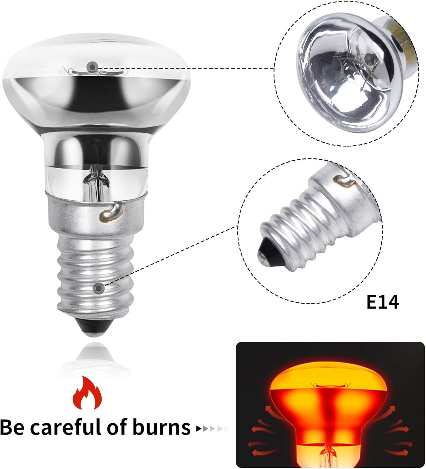 (Zestaw 2 szt.) Żarówki do lamp lawowych 30W R39 E14, reflektorowe, z gwintem SES, małe żarówki Edison, żarówki grzewcze:** [Klasa energetyczna - 4