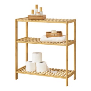 Mensola In Bambù Floordirekt Ohio Sottile - 4 Ripiani, 60x36x130 Cm, Per Bagno, Camera, Soggiorno - 3