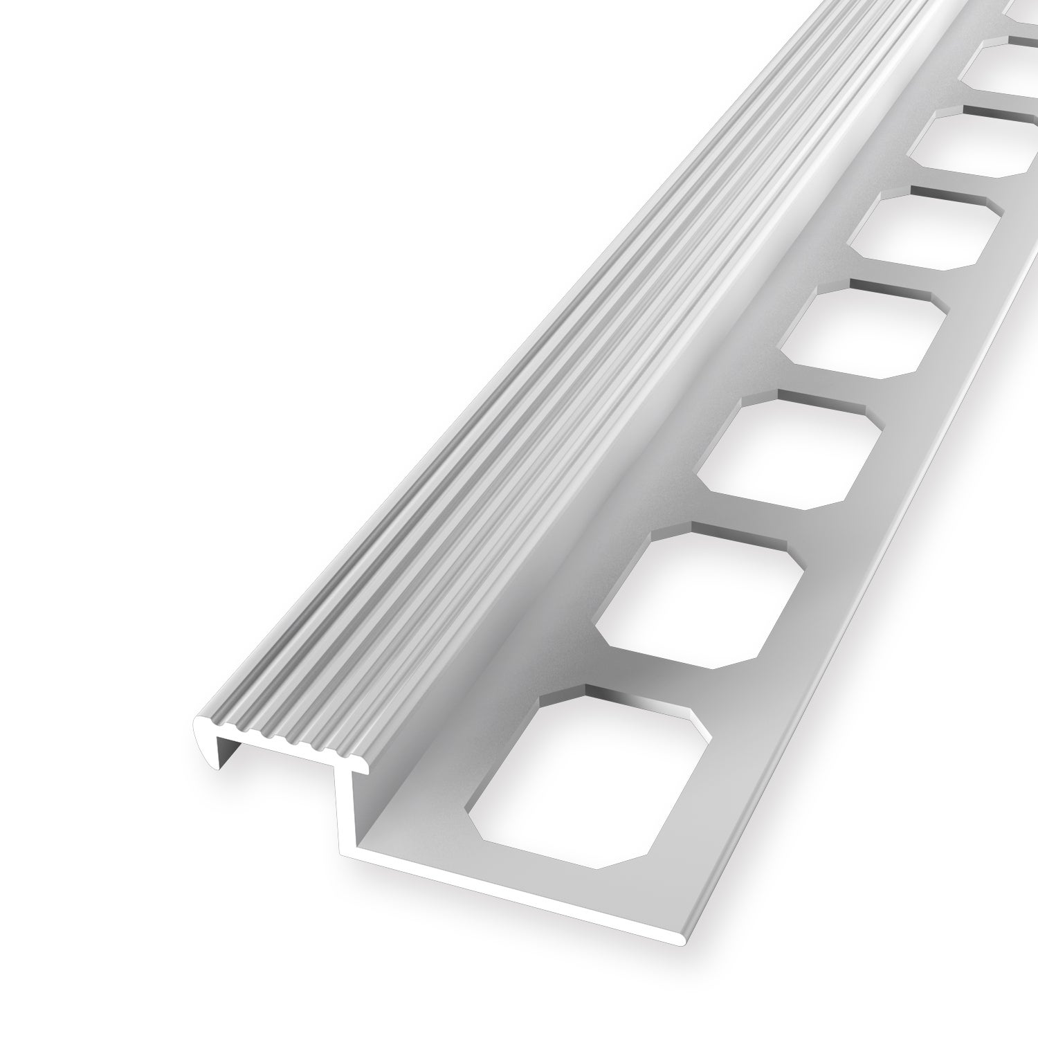 Nez De Marche Küberit 48x48x2500 Mm – Aluminium Perforé, Beige, Fabrication Allemande