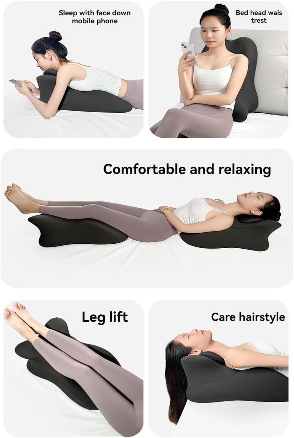 Coussin pour couple (Noir), soutien profond pour couples, angle de 27° pour une position idéale, soutien ergonomique de la posture pour réduire l - 3