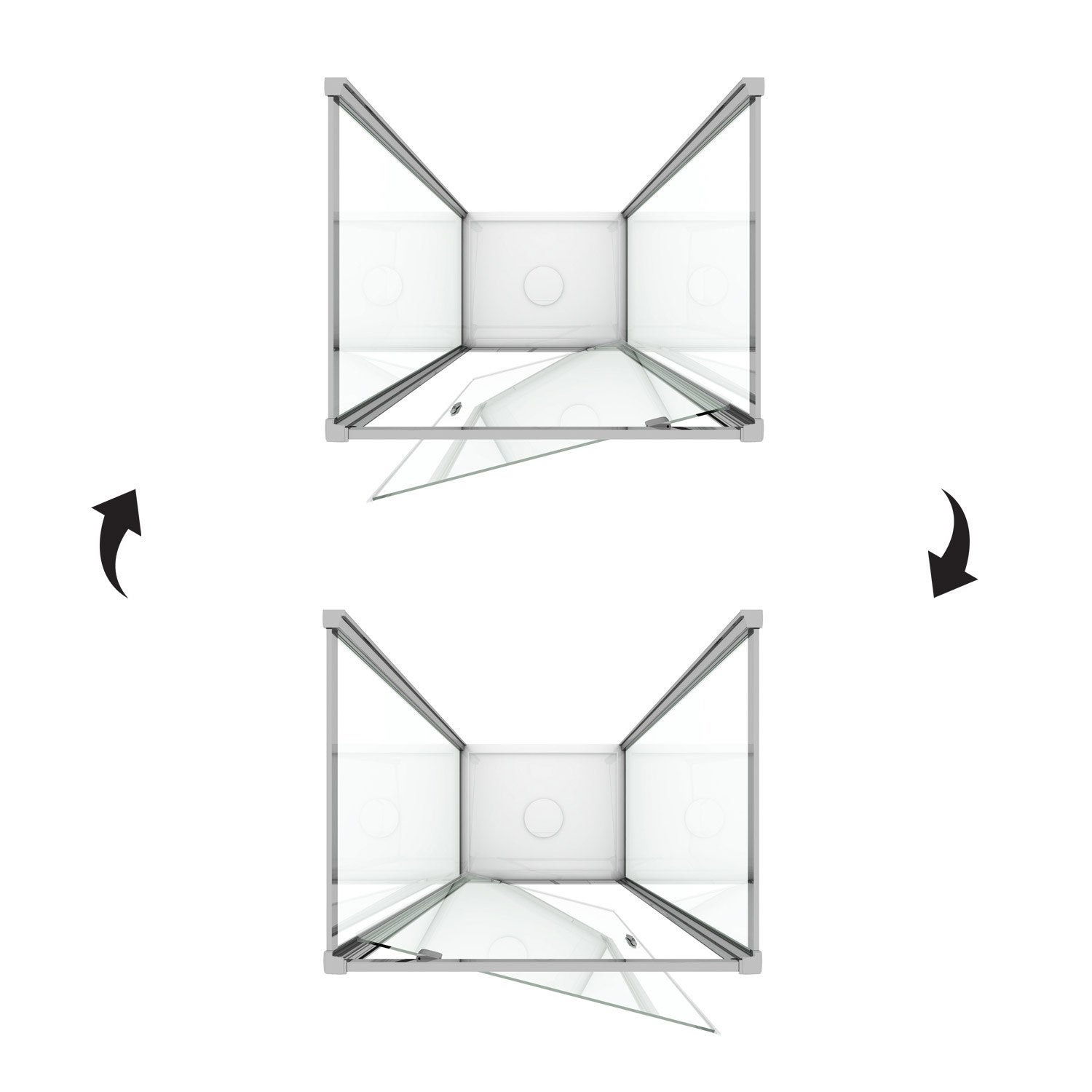 Box Doccia 3 lati 70x90x70 AP. 90 CM H198 trasparente mod. Cristal TRIO 1 Anta - 3