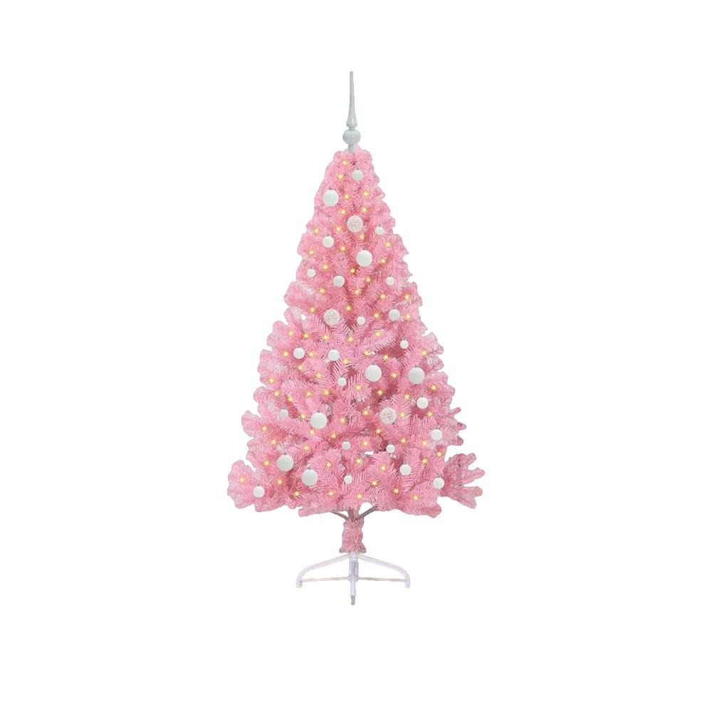 Sztuczna choinka vidaXL różowa 150 cm z 150 LED