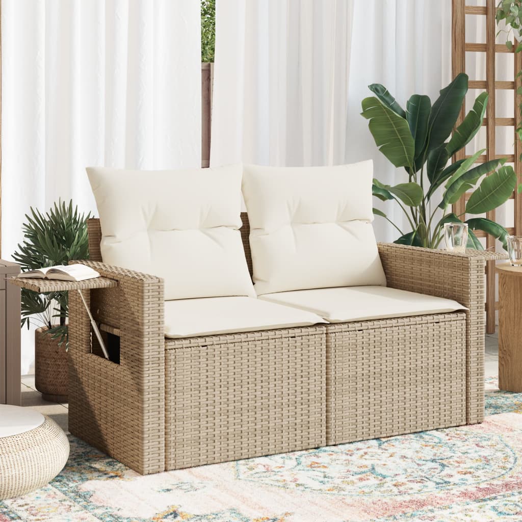 Divano da Giardino a 2 Posti - Sofa da Giardino con Cuscini in Polyrattan Nero BV460981 - BonneVie