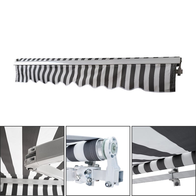 YODOLLA Banne Rétractable Manuel 2,5x2m Gris – Auvent Aluminium Anti-UV Pour Terrasse & Balcon