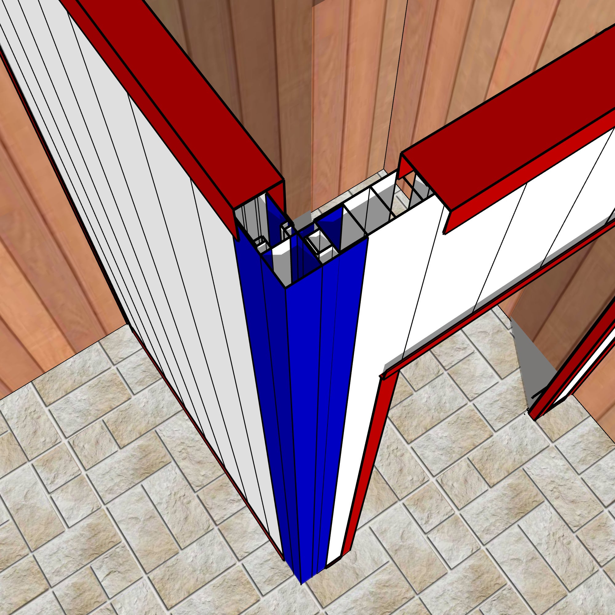 Profil C Guide périmétrique pour cloison à panneaux - dimension standard : 300 cm. Guide sol et plafond, démarrage et fermeture sur le côté. - 8