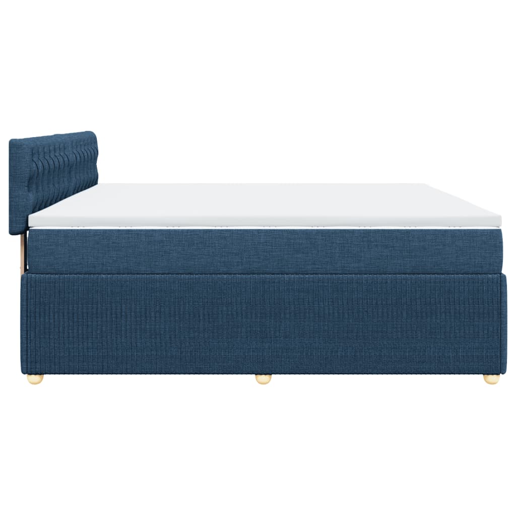 Maison Exclusive - Sommier à lattes de lit avec matelas Bleu 200x200 cm Tissu - 5