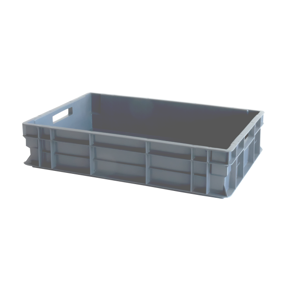 6 Bacs Empilables Gris L 400 X L 300 X H 75 Mm - Conteneurs De Stockage Robuste