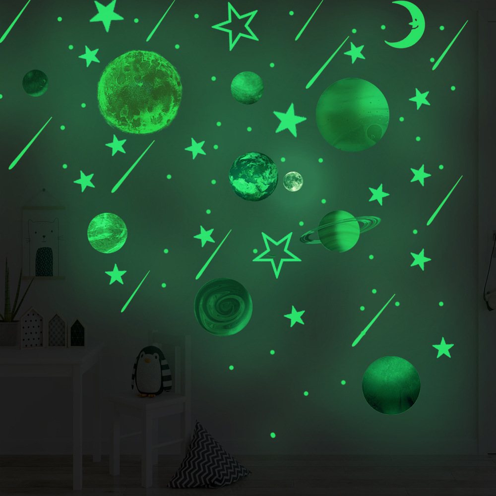 158 pegatinas luminosas de planetas, estrellas luminosas, planetas del sistema solar, pegatinas fluorescentes de pared