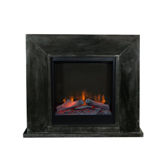 Xaralyn | Cheminée électrique Nero ELE-SBP - Habillage de cheminée en pierre naturelle anthracite- Chauffage 1500 Watt - télécommande