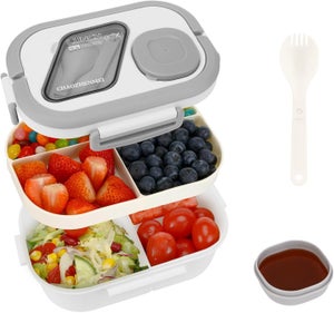 Contenore per insalata tutto in uno - Insalatiera grande, Vassoio Bento Box, Contenore per salsa a prova di perde, Lavabile in lavastoviglie/ Microonde  15