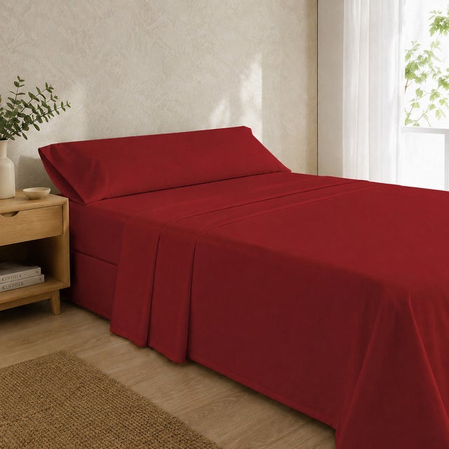 Parure de Draps Bordeaux lit de 90cm 144 Fils Donegal Collections