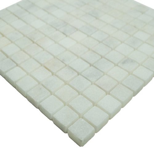 Albedo Pierre - Mosaïque en Marbre Blanc Vieilli. 2,3x2,3x1CM - 2