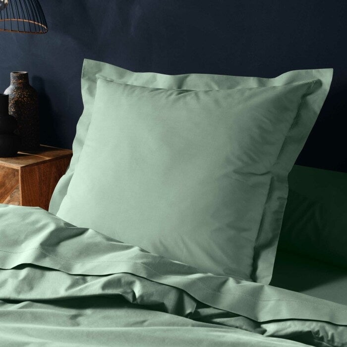 Taie d’oreiller 63 x 63 cm coton 57 fils Lina Sauge – Volant plat avec point bourdon - 4