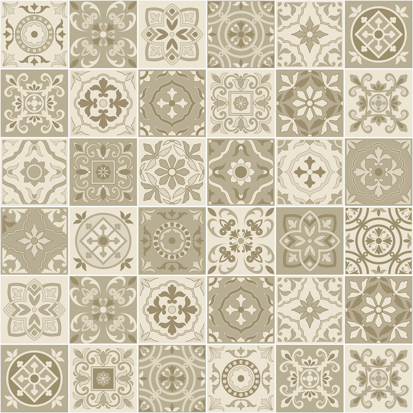 Crédence adhésive sticker décoratif pour cuisine - Effet carreaux de ciment - Adhésif + Protection MATE - 60x60 cm - 2