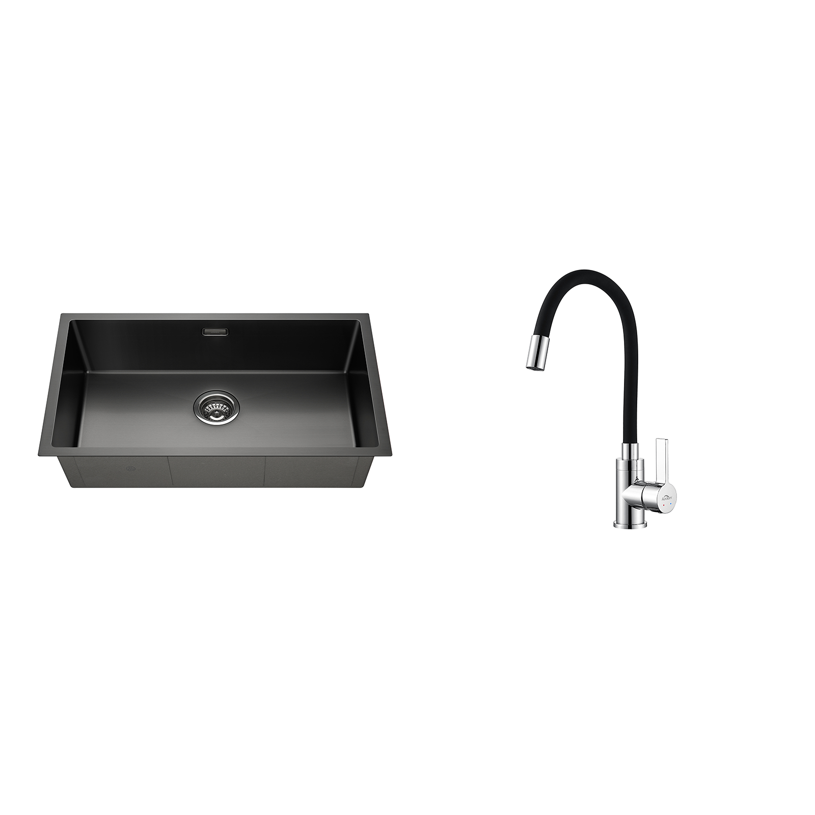 Miscelatore lavabo alto in acciaio inox satinato | Kamalu