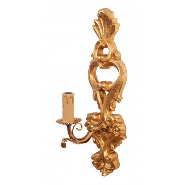 Biscottini aplique de pared interior vintage 40x17x11,5 cm | aplique de pared de madera y hierro made in italy