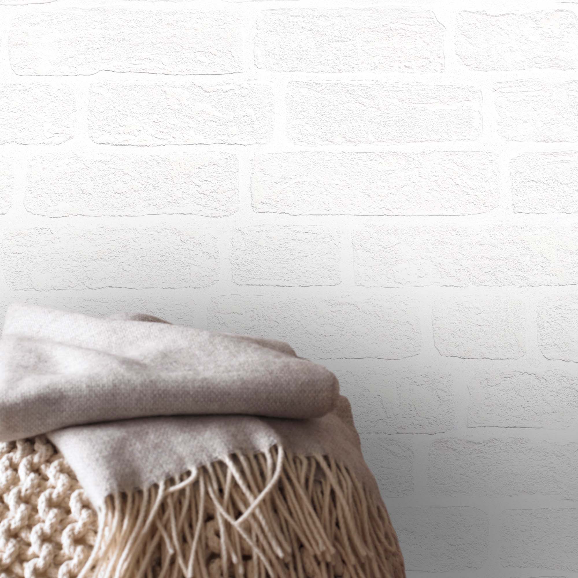 Papier peint Double largeur à peindre Briques 1005 x 104cm Blanc - 3