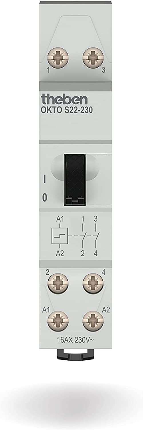 Theben 3120122 OKTO S22-230 Impulsowy przekaźnik krokowy, 230 V, elektromechaniczny, szyna DIN, 2 kanały/styk, LED do 200 W - 2