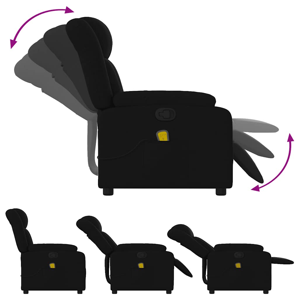 Fauteuil de massage inclinable en tissu noir - 6