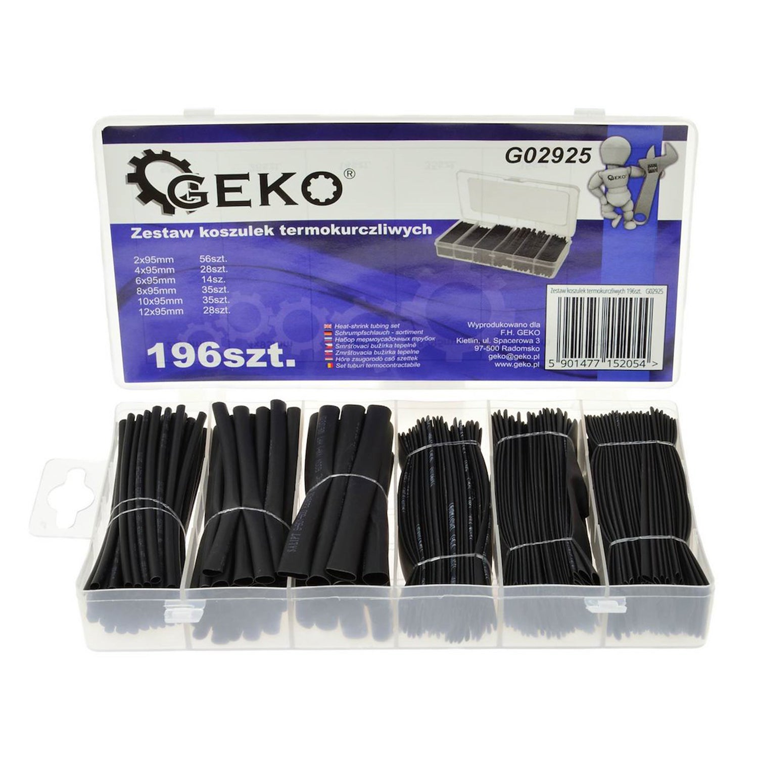 Set 196 tuburi mansoane termocontractibile pentru cablu, 6 dimensiuni - GEKO 196buc