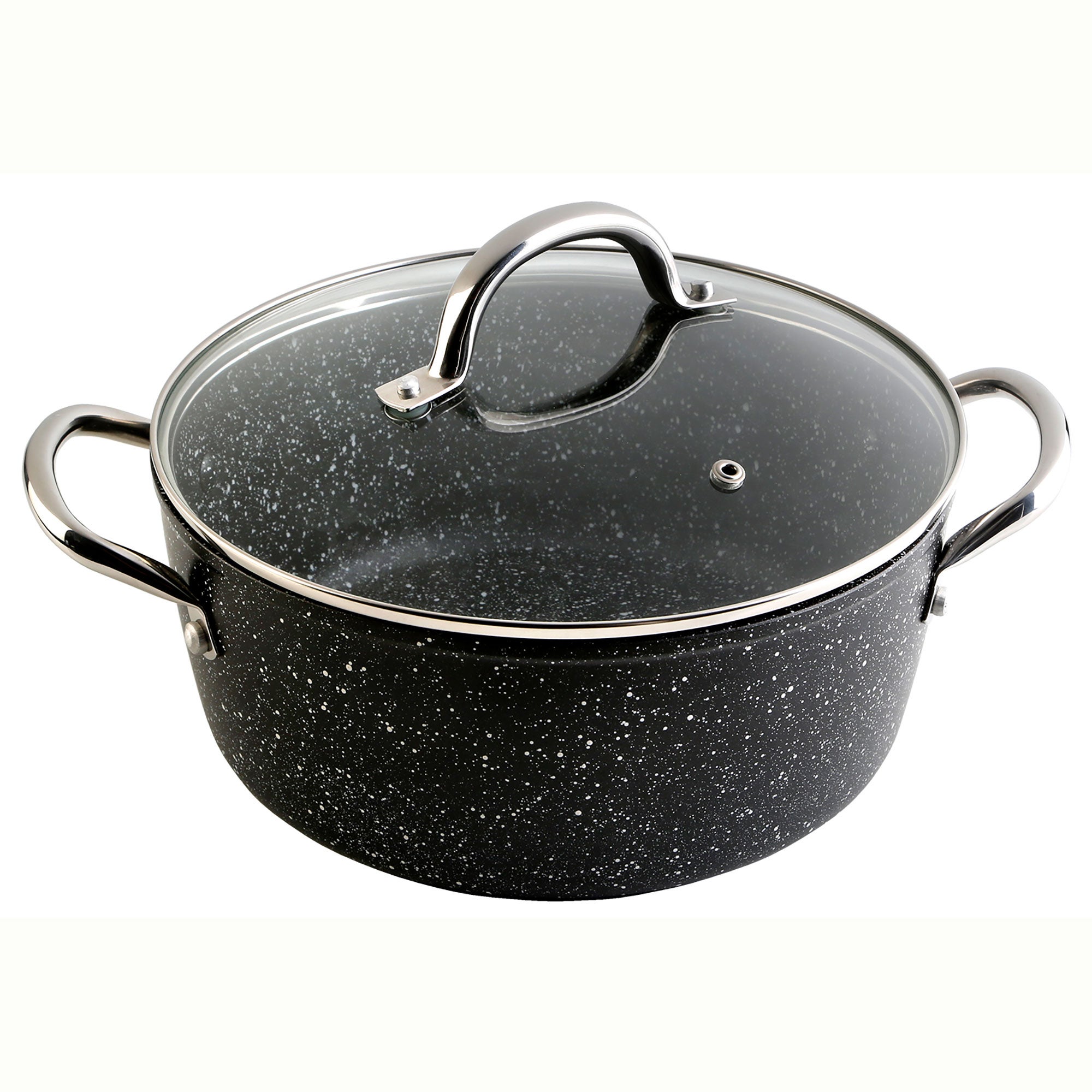 Casserole 24 cm Induction, Antiadhésive sans PFOA, Aluminium Wecook Noir Granite Leroy