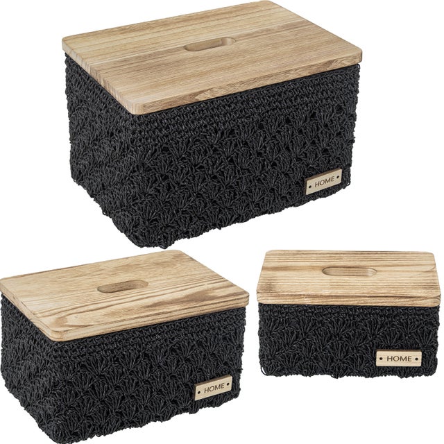 Boîtes Rangement SUMNACON - Osier Tressé Avec Couvercle, Lot De 2 Boîtes Rangement SUMNACON - Osier Tressé Avec Couvercle, Lot De 2