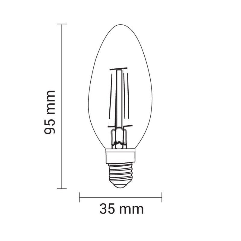 Ampoule LED E14 Filament 4W C35 Dimmable - Blanc Chaud 2300K - 3500K - SILAMP - 2