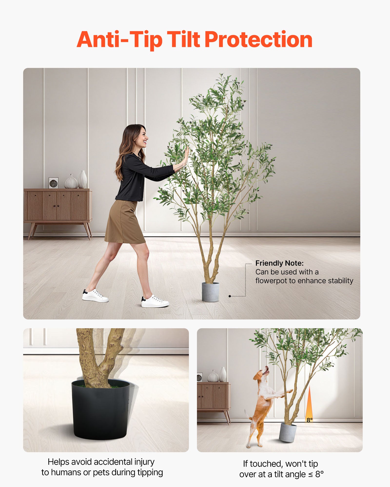 Arbre Artificiel,VEVOR 2,4 m,Plante Artificielle en PE Olivier Artificiel avec Pot Noir,pour Bureau,Chambre à Coucher,Décoration d'Intérieur - 5