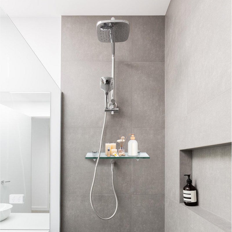 ÉEtagère murale verre Transparent 30 x 10 cm 8 mm, tagère pour Salle de Bain en Verre Trempé et Aluminium - 5
